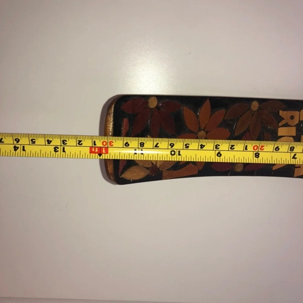 Costa Rica Wood Carved Floral Wine Bottle Holder